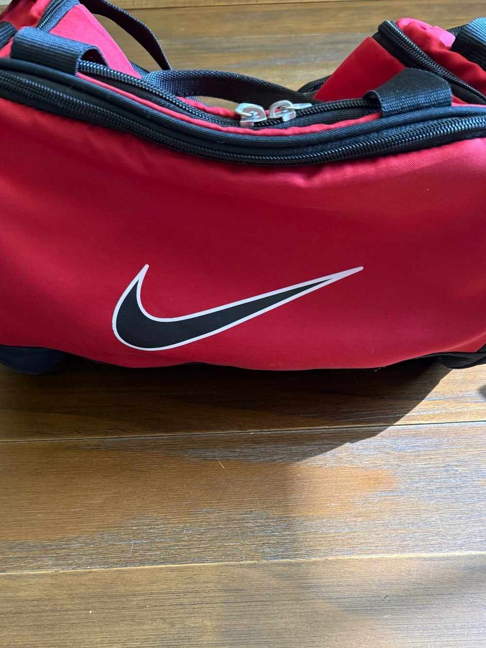 Nike Brasila Small Red and Black Men's Duffel Bag with Swoosh Logo